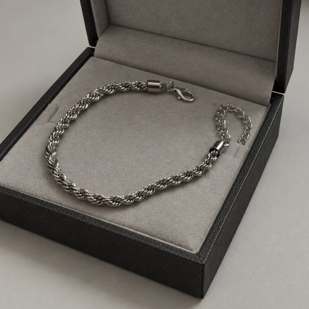 Chic Industrial Style Twisted Rope Link Bracelet